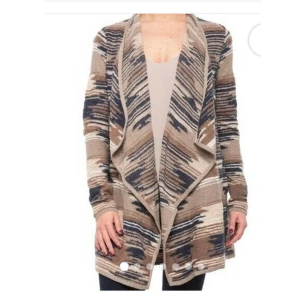 Lucky Brand Southwestern Aztec Cardigan Sweater Drape Front Multi Color …